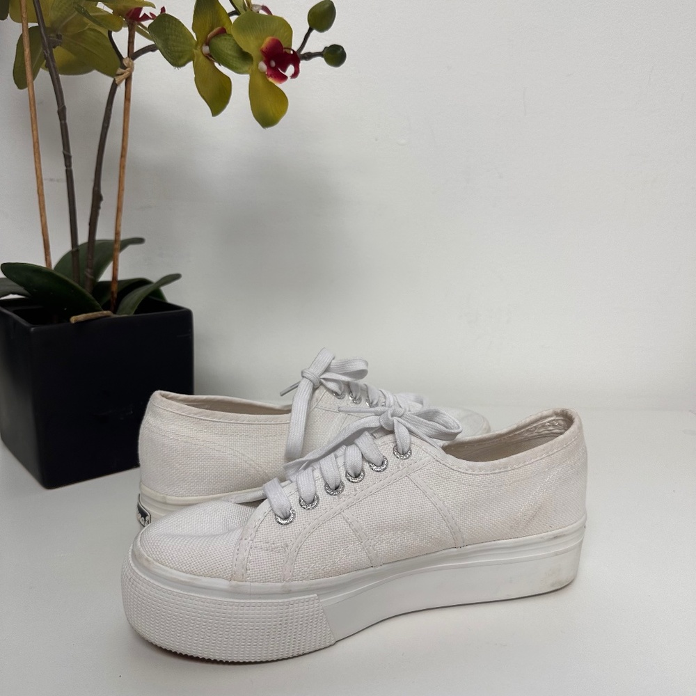 Superga 2790 White Canvas Platform Sneaker